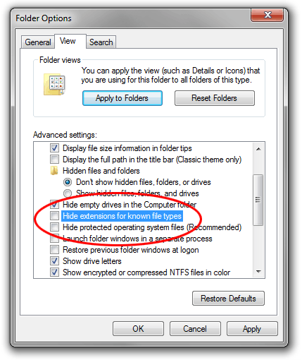 comment changer pour une meilleure extension de fichier dans Windows 8.1